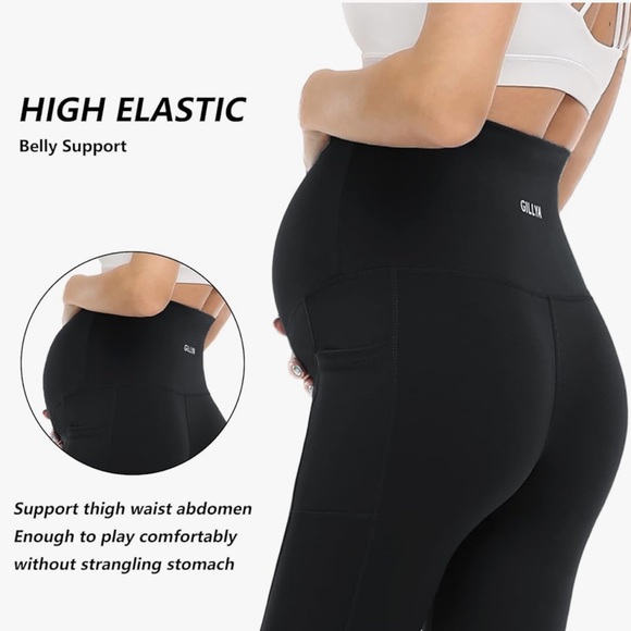 Gillya Maternity Over the Belly Leggings w/ side pockets NWOT Black, size small - Picture 5 of 13